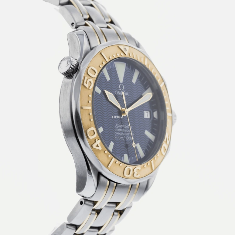 Omega,Seamaster Diver 300M 41mm,41mm,Yellow Gold,Stainless Steel,Blue,Automatic,Day,44hours,2455,2455.80.00