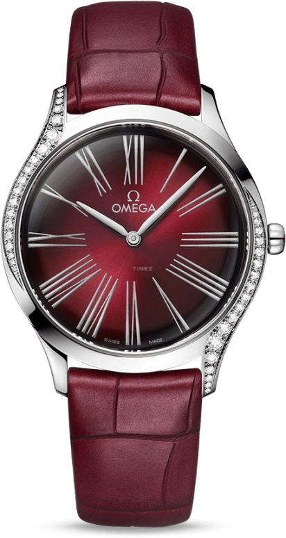 Omega,Trésor 36mm,36mm,Stainless Steel,Red,Quartz,Day,Zodiac Indications,428,428.18.36.60.11.001