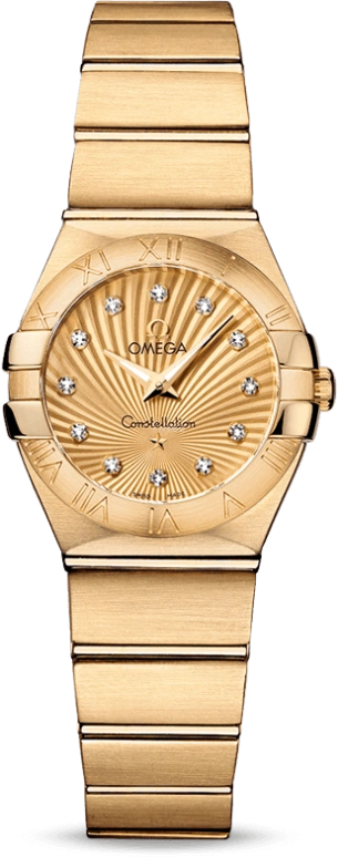 Omega,Constellation 24mm,24mm,Yellow Gold,Champagne,Quartz,30000hours,In-house Caliber,123,123.50.24.60.58.001