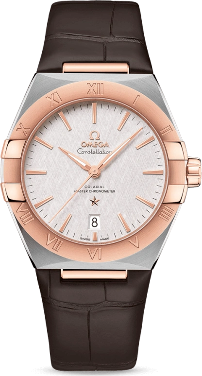 Omega,Constellation 39mm,39mm,Sedna Gold,Stainless Steel,Silver,Automatic,Date,Co-Axial Escapement,131,131.23.39.20.02.001
