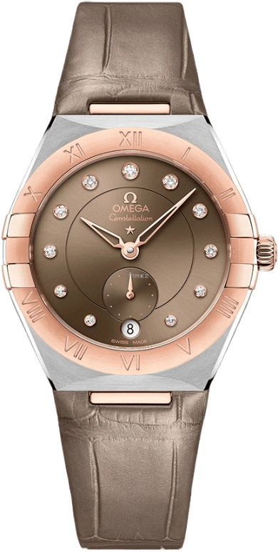 Omega,Constellation 34mm,34mm,Sedna Gold,Stainless Steel,Brown,Automatic,Date,Co-Axial Escapement,131,131.23.34.20.63.001