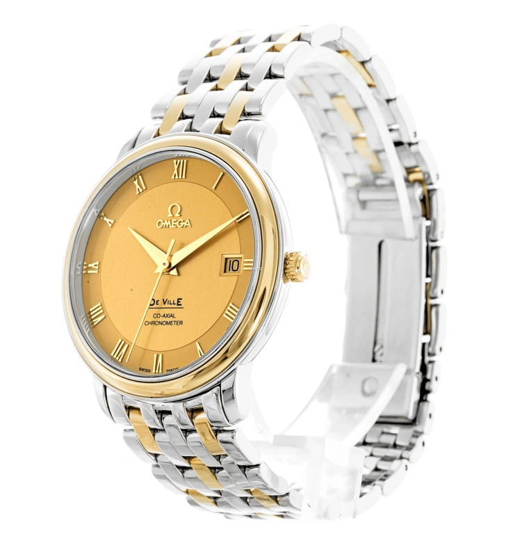 Omega,De Ville 36.50mm,36.50mm,Yellow Gold,Stainless Steel,Champagne,Automatic,Day,48hours,4374,4374.11.00