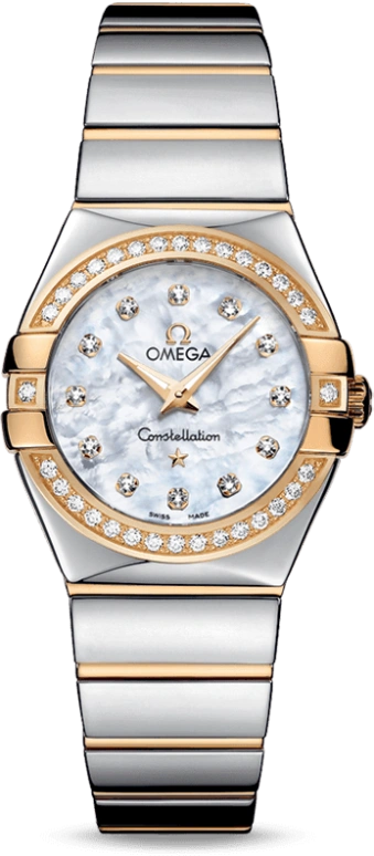 Omega,Constellation 27mm,27mm,Yellow Gold,Stainless Steel,White,Quartz,30000hours,In-house Caliber,123,123.25.27.60.55.007