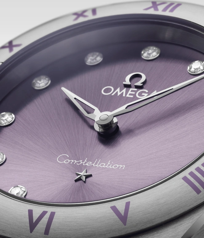Omega,Constellation 28mm,28mm,Stainless Steel,Purple,Quartz,Day,Zodiac Indications,131,131.10.28.60.60.002