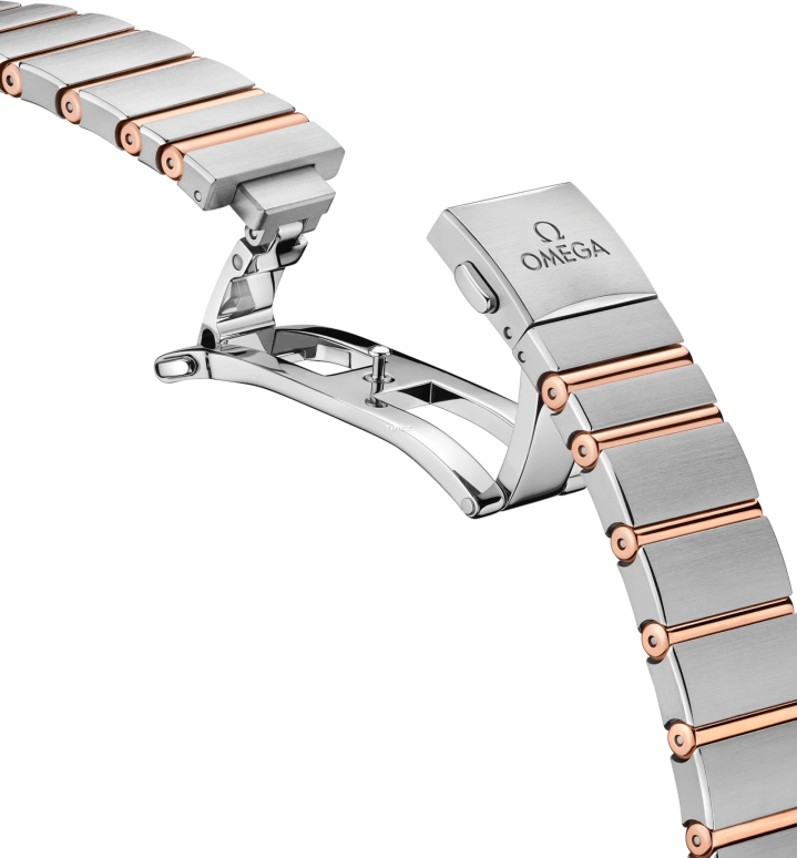Omega,Constellation 28mm,28mm,Sedna Gold,Stainless Steel,White,Quartz,In-house Caliber,Sapphire,131,131.20.28.60.55.001
