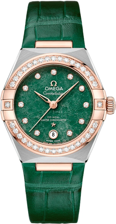 Omega,Constellation 29mm,29mm,Sedna Gold,Stainless Steel,Green,Automatic,Date,Co-Axial Escapement,131,131.28.29.20.99.001