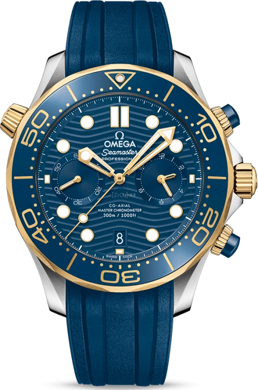Omega,Seamaster Diver 300M 44mm,44mm,Yellow Gold,Stainless Steel,Blue,Automatic,Chronograph,Date,Co-Axial Escapement,Column Wheel,60hours,In-house Caliber,210,210.22.44.51.03.001