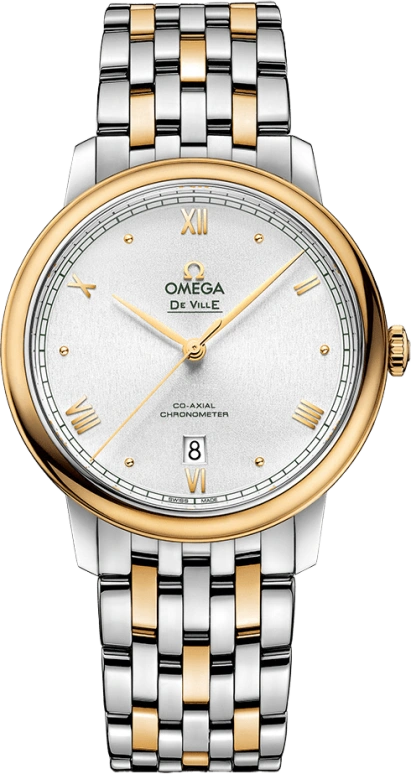 Omega,De Ville 39.50mm,39.50mm,Yellow Gold,Stainless Steel,Silver,Automatic,Date,Co-Axial Escapement,424,424.20.40.20.02.006