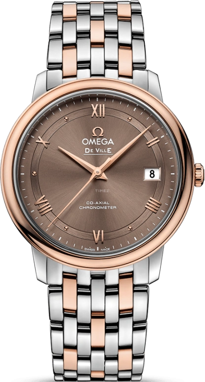 Omega,De Ville 36.80mm,36.80mm,Red Gold,Stainless Steel,Brown,Automatic,Date,Co-Axial Escapement,424,424.20.37.20.13.001