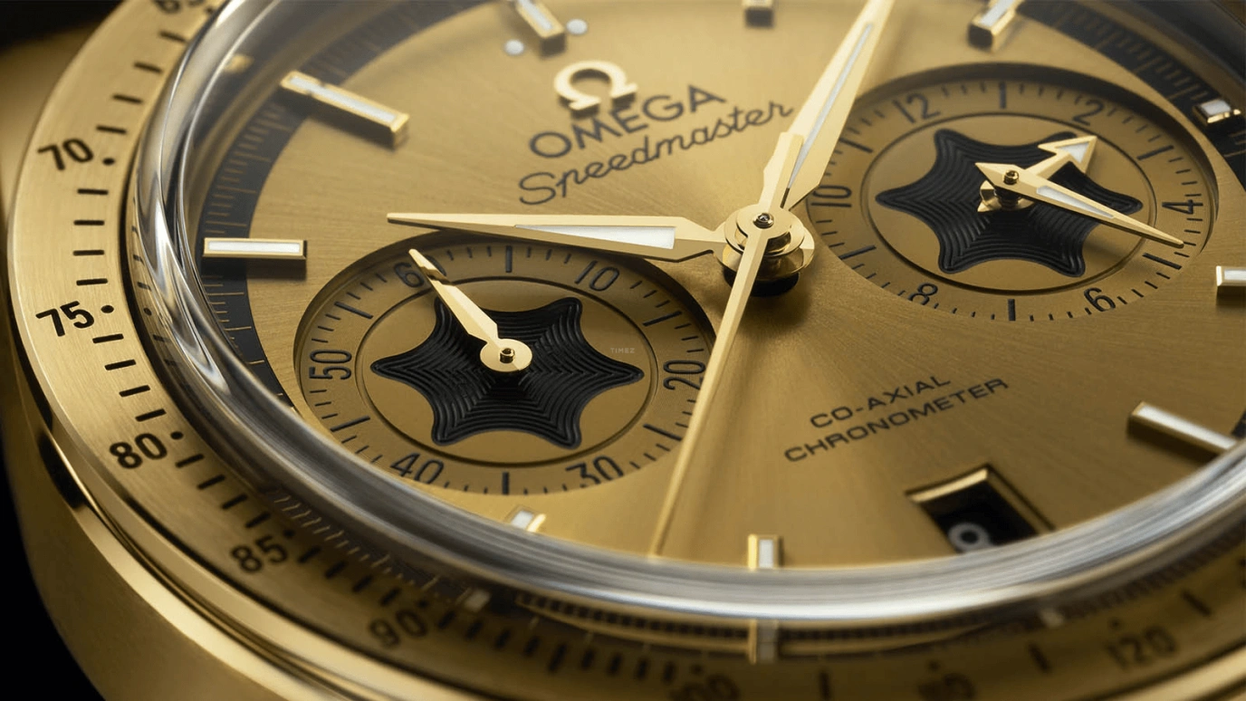 Omega,Speedmaster (Non-Moonwatch) 41.50mm,41.50mm,Yellow Gold,Champagne,Automatic,Chronograph,Date,Co-Axial Escapement,Column Wheel,60hours,In-house Caliber,331,331.50.42.51.08.001