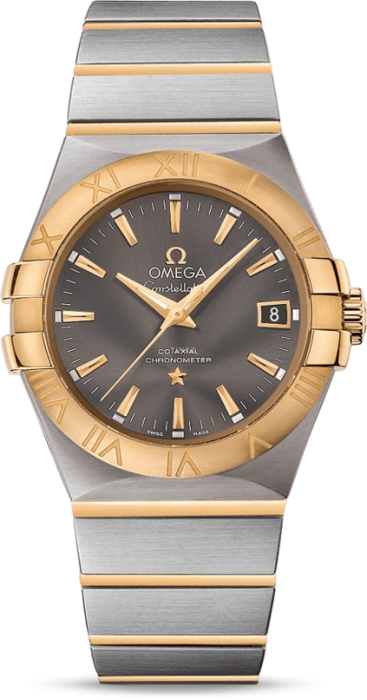 Omega,Constellation 35mm,35mm,Yellow Gold,Stainless Steel,Grey,Automatic,Date,Co-Axial Escapement,123,123.20.35.20.06.001