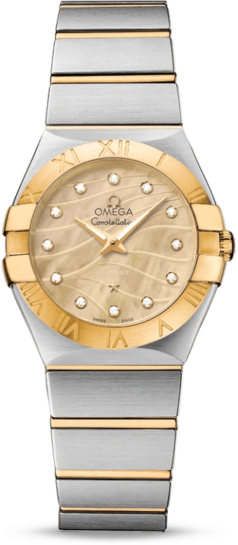 Omega,Constellation 27mm,27mm,Yellow Gold,Stainless Steel,Yellow,Quartz,30000hours,In-house Caliber,123,123.20.27.60.57.001