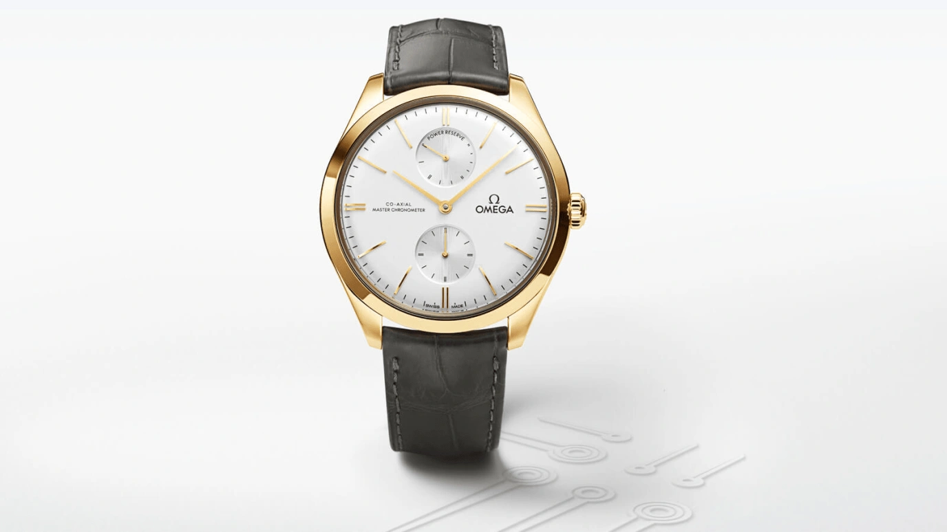 Omega,Trésor 40mm,40mm,Yellow Gold,Silver,Handwound,Power Reserve Indicator,Co-Axial Escapement,435,435.53.40.22.02.001