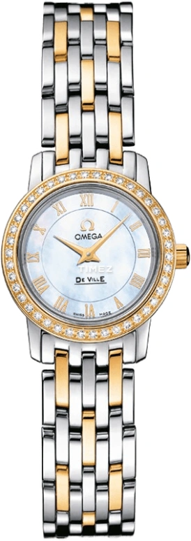 Omega,De Ville 22mm,22mm,Yellow Gold,Stainless Steel,White,Quartz,30000hours,In-house Caliber,4375,4375.71.00