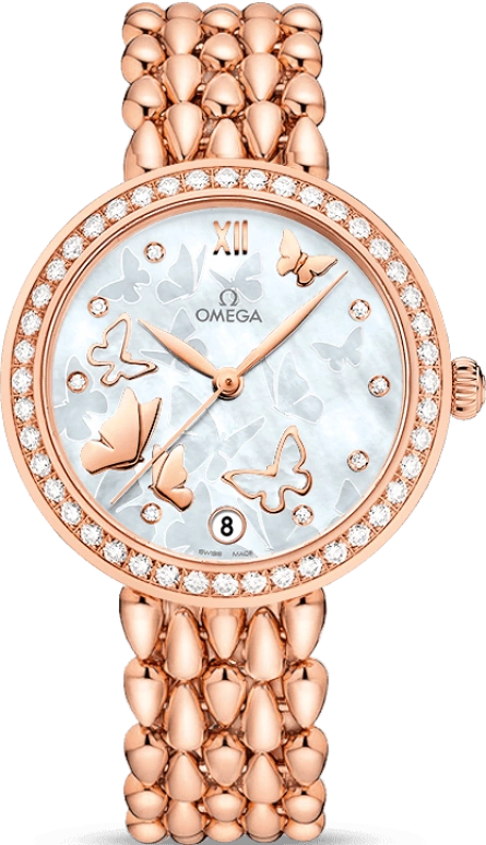Omega,De Ville 32.70mm,32.70mm,Red Gold,White,Automatic,Date,Co-Axial Escapement,424,424.55.33.20.55.006
