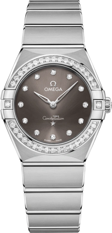 Omega,Constellation 28mm,28mm,Stainless Steel,Grey,Quartz,In-house Caliber,Sapphire,Crystal Glass,131,131.15.28.60.56.001
