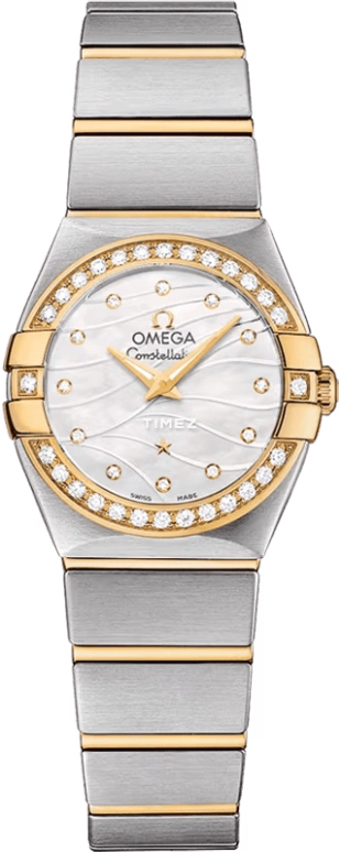 Omega,Constellation 24mm,24mm,Yellow Gold,Stainless Steel,White,Quartz,30000hours,In-house Caliber,123,123.25.24.60.55.011