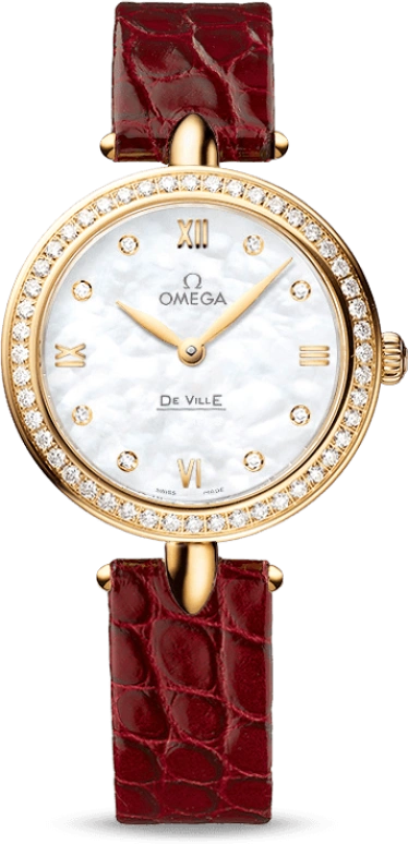 Omega,De Ville 27.40mm,27.40mm,Yellow Gold,White,Quartz,Day,Zodiac Indications,424,424.58.27.60.55.001