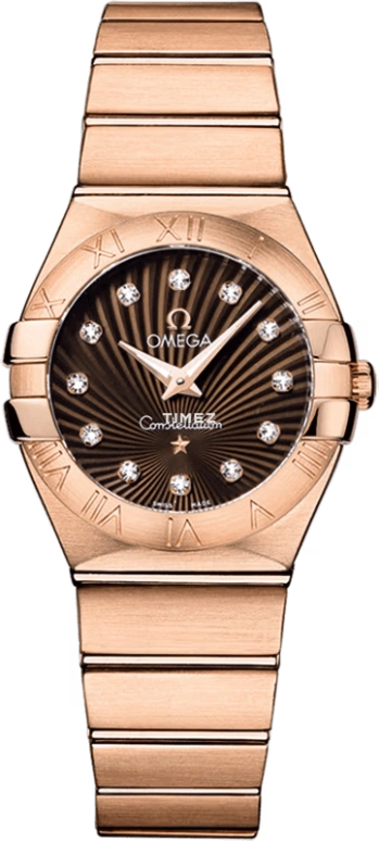 Omega,Constellation 27mm,27mm,Red Gold,Brown,Quartz,30000hours,In-house Caliber,123,123.50.27.60.63.001