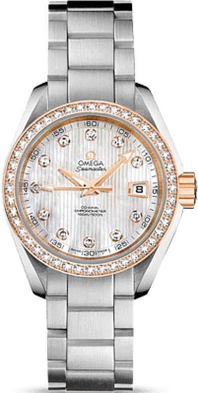 Omega,Aqua Terra 30mm,30mm,Red Gold,Stainless Steel,White,Automatic,Date,Zodiac Indications,Co-Axial Escapement,231,231.25.30.20.55.003