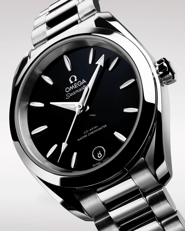 Omega,Aqua Terra 34mm,34mm,Stainless Steel,Black,Automatic,Day,Anti-magnetic,220,220.10.34.20.01.001