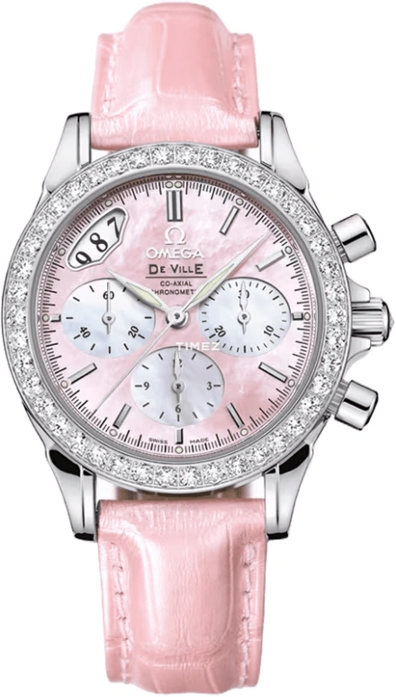 Omega,De Ville 35mm,35mm,Stainless Steel,Pink Red,Automatic,Chronograph,Day,4877,4877.74.34