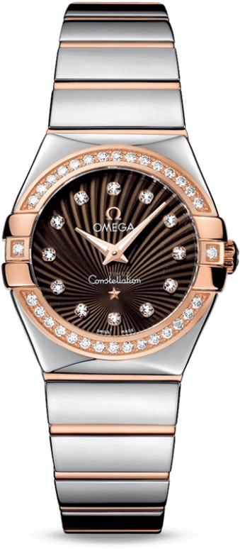 Omega,Constellation 27mm,27mm,Red Gold,Stainless Steel,Brown,Quartz,30000hours,In-house Caliber,123,123.25.27.60.63.002
