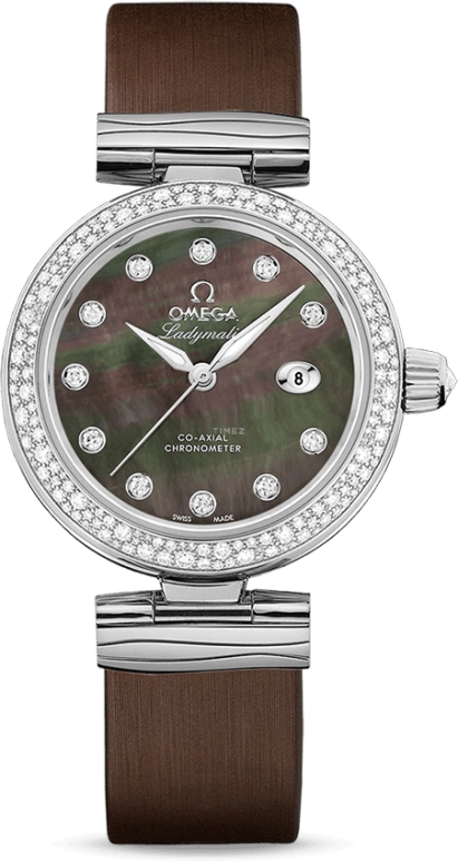 Omega,LadyMatic 34mm,34mm,Stainless Steel,Brown,Automatic,Date,Zodiac Indications,Co-Axial Escapement,425,425.37.34.20.57.004