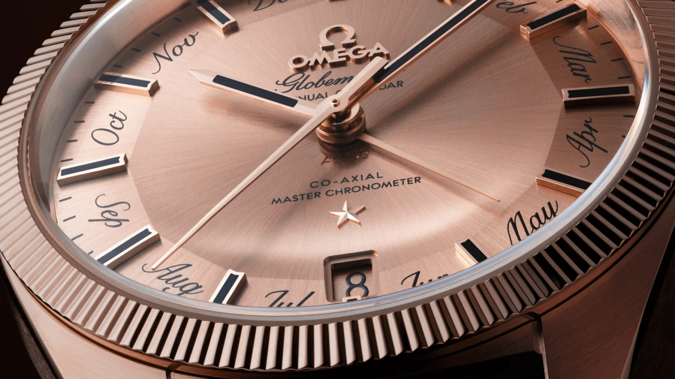 Omega,Globemaster 41mm,41mm,Sedna Gold,Rose,Automatic,Annual Calendar,Month,Date,Zodiac Indications,60hours,In-house Caliber,130,130.53.41.22.99.002