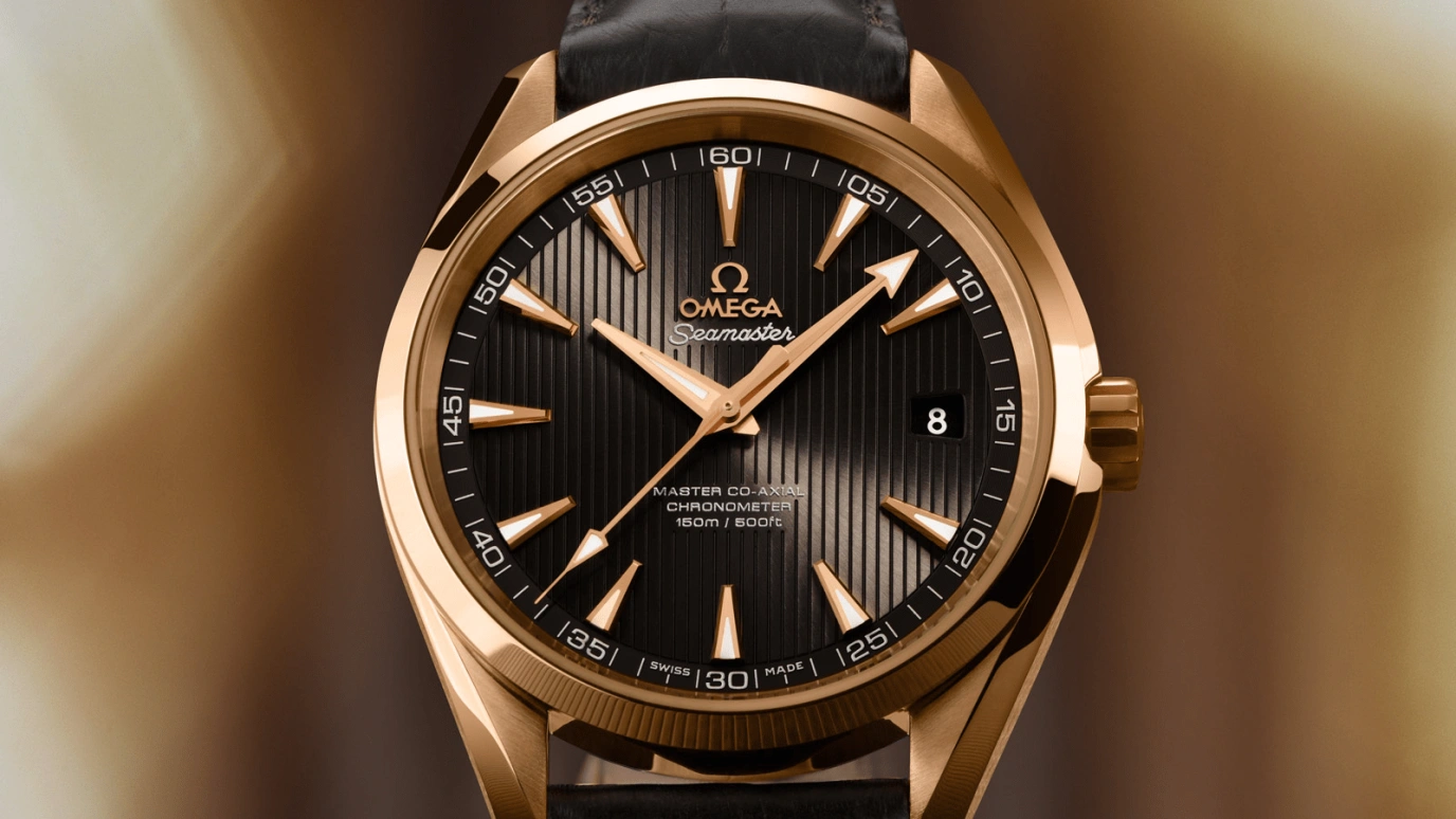 Omega,Aqua Terra 41.50mm,41.50mm,Red Gold,Grey,Automatic,Date,Co-Axial Escapement,231,231.53.42.21.06.002