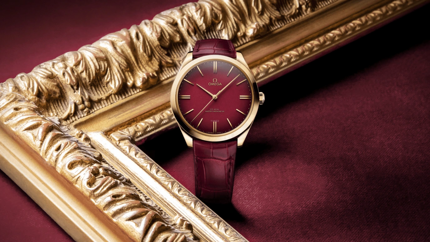 Omega,Trésor 40mm,40mm,Yellow Gold,Red,Handwound,Co-Axial Escapement,72hours,435,435.53.40.21.11.001