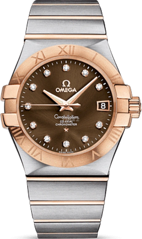 Omega,Constellation 35mm,35mm,Red Gold,Stainless Steel,Brown,Automatic,Date,Co-Axial Escapement,123,123.20.35.20.63.001