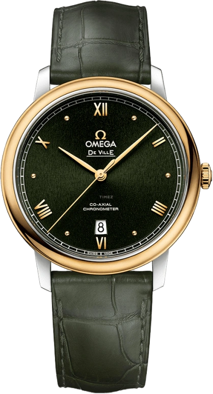 Omega,De Ville 39.50mm,39.50mm,Yellow Gold,Stainless Steel,Green,Automatic,Date,Co-Axial Escapement,424,424.23.40.20.10.001