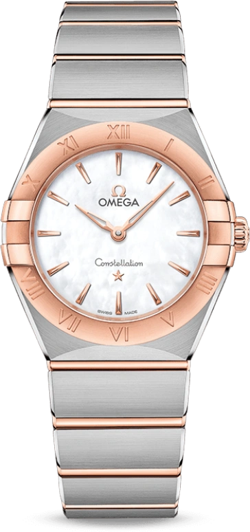 Omega,Constellation 28mm,28mm,Sedna Gold,Stainless Steel,White,Quartz,Day,Zodiac Indications,131,131.20.28.60.05.001