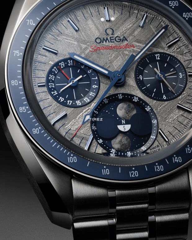 Omega,Speedmaster 43mm,43mm,Stainless Steel,Blue,Grey,Handwound,Chronograph,Moonphase,Day,Anti-magnetic,60hours,In-house Caliber,304,304.30.43.52.06.001