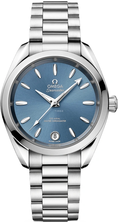 Omega,Aqua Terra 34mm,34mm,Stainless Steel,Blue,Automatic,Date,Co-Axial Escapement,220,220.10.34.20.03.002