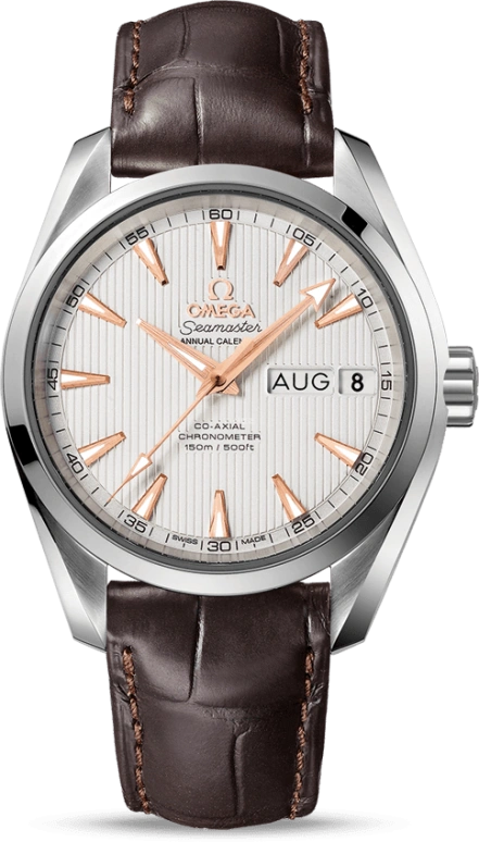 Omega,Aqua Terra 38.50mm,38.50mm,Stainless Steel,Silver,Automatic,Annual Calendar,Month,Date,Co-Axial Escapement,60hours,In-house Caliber,231,231.13.39.22.02.001