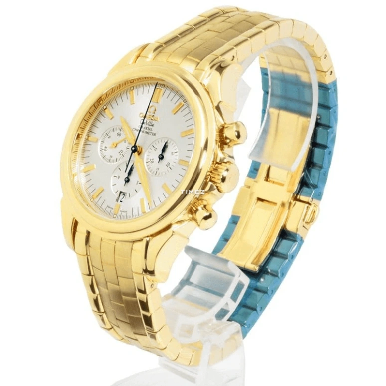 Omega,De Ville 41mm,41mm,Yellow Gold,Silver,Automatic,Chronograph,Day,4141,4141.30.00
