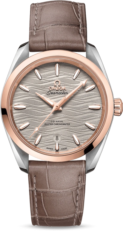 Omega,Aqua Terra 38mm,38mm,Sedna Gold,Stainless Steel,Grey,Automatic,Date,Co-Axial Escapement,220,220.23.38.20.06.001
