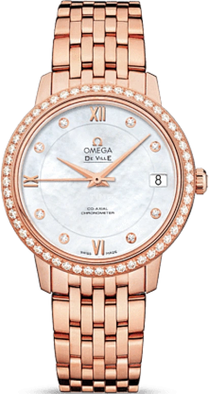 Omega,De Ville 32.70mm,32.70mm,Red Gold,White,Automatic,Date,Co-Axial Escapement,424,424.55.33.20.55.002