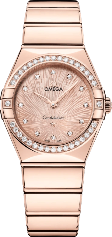 Omega,Constellation 28mm,28mm,Sedna Gold,Rose Gold,Quartz,In-house Caliber,Sapphire,Crystal Glass,131,131.55.28.60.60.001