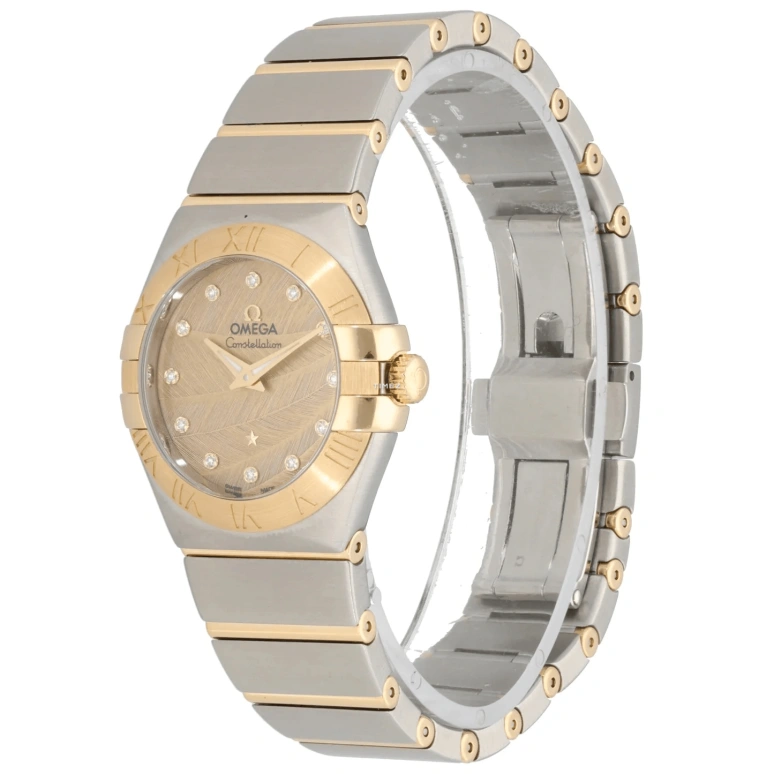 Omega,Constellation 27mm,27mm,Yellow Gold,Stainless Steel,Yellow,Quartz,30000hours,In-house Caliber,123,123.20.27.60.58.003