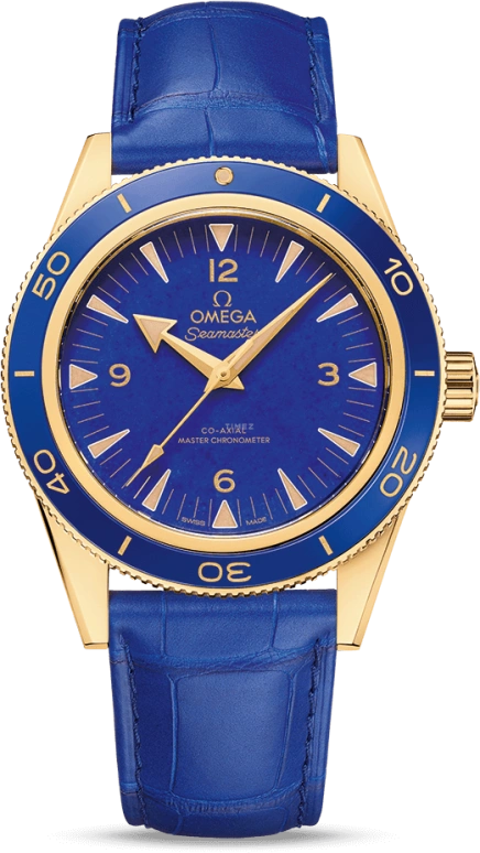 Omega,Seamaster 300 41mm,41mm,Yellow Gold,Blue,Automatic,Co-Axial Escapement,60hours,234,234.63.41.21.99.002
