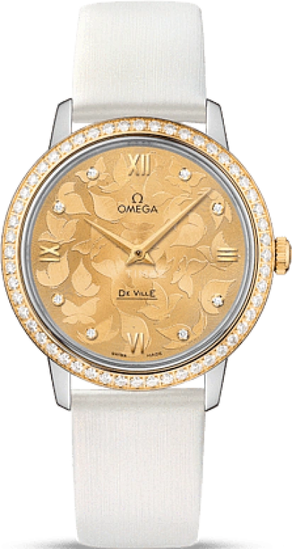 Omega,De Ville 32.70mm,32.70mm,Yellow Gold,Stainless Steel,Champagne,Quartz,Day,Zodiac Indications,424,424.27.33.60.58.001