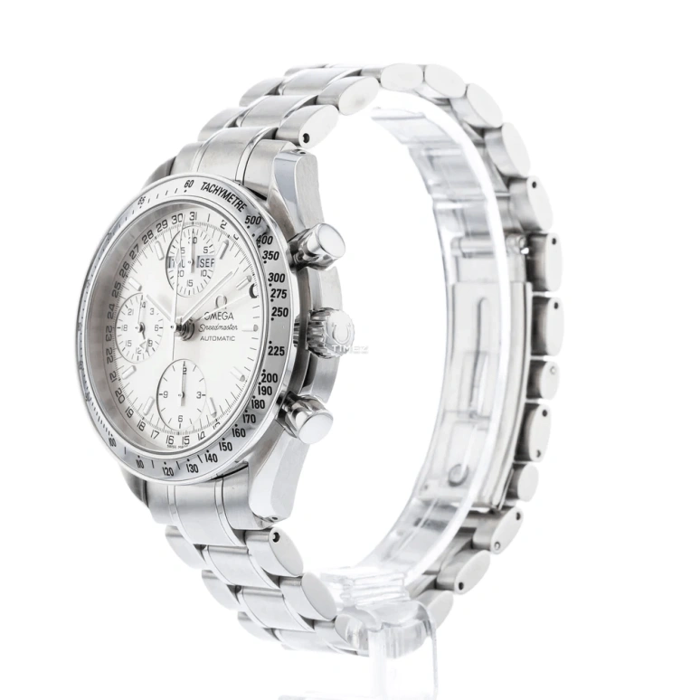 Omega,Speedmaster (Non-Moonwatch) 39mm,39mm,Stainless Steel,Silver,Automatic,Chronograph,Month,Date,Day,42hours,In-house Caliber,3523,3523.30.00