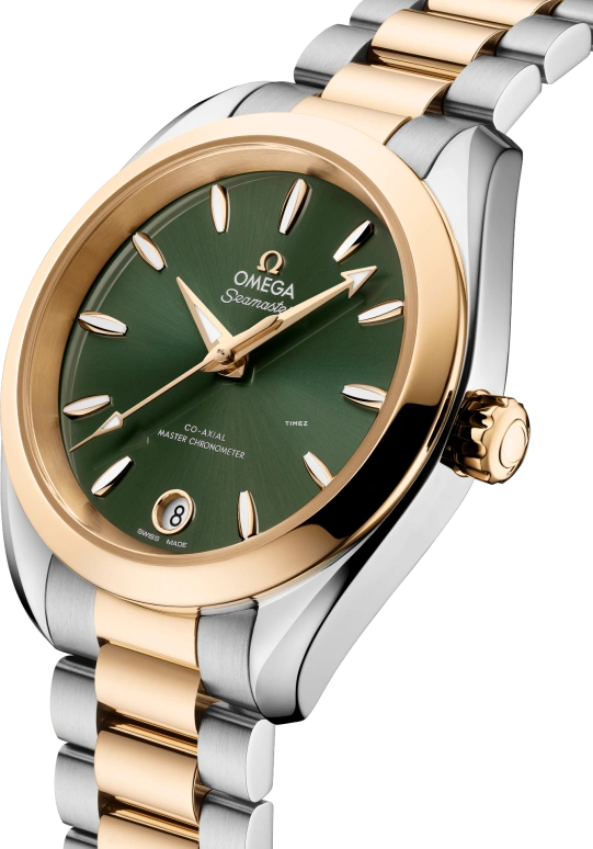 Omega,Aqua Terra 34mm,34mm,Stainless Steel,Green,Automatic,Day,Anti-magnetic,220,220.20.34.20.10.002