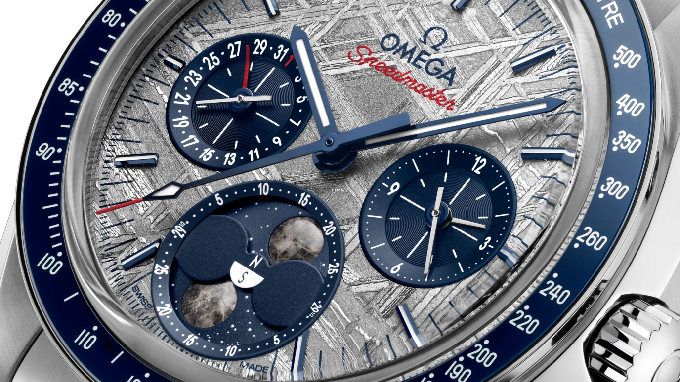Omega,Speedmaster 43mm,43mm,Stainless Steel,Blue,Grey,Handwound,Chronograph,Moonphase,Day,Anti-magnetic,60hours,In-house Caliber,304,304.30.43.52.06.001