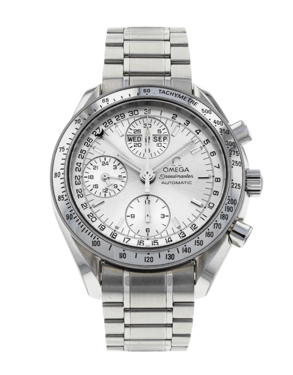 Omega,Speedmaster (Non-Moonwatch) 39mm,39mm,Stainless Steel,Silver,Automatic,Chronograph,Month,Date,Day,42hours,In-house Caliber,3523,3523.30.00
