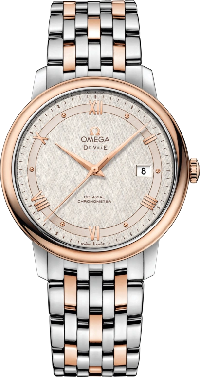 Omega,De Ville 39.50mm,39.50mm,Red Gold,Stainless Steel,Silver,Automatic,Date,Co-Axial Escapement,424,424.20.40.20.02.003