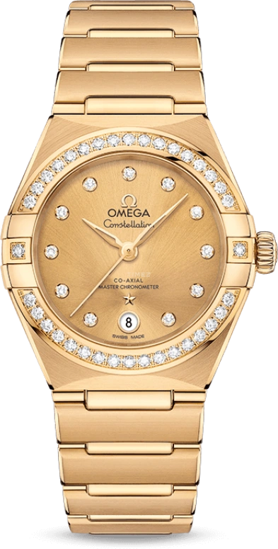 Omega,Constellation 29mm,29mm,Yellow Gold,Champagne,Automatic,Date,Co-Axial Escapement,131,131.55.29.20.58.001